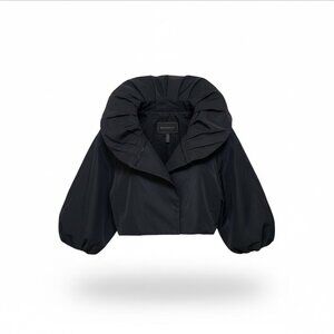 BCBG Black Balloon Crop Jacket w Pleated Slvs